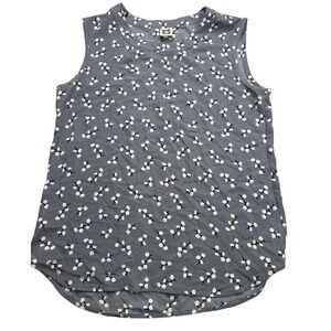 Anne Klein Women's Sleeveless Floral Print Top Size Medium Grey White
